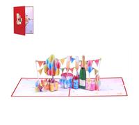 Biglietto di invito pop-up per evento di compleanno fatto a mano palloncino bicchiere di vino biglietto di auguri con busta forniture per feste festa celebrazione di compleanno