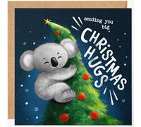 Biglietto di Natale con simpatico koala sull'albero - Biglietto di auguri con testo "Sending You a Big Christmas Hugs", biglietto di Natale per lei, lui, famiglia, sorella, fratello, mamma, papà
