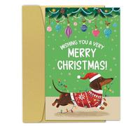 Biglietto di Natale divertente con bassotto, biglietto di auguri per gli amanti dei cani, simpatico biglietto di Natale per uomini e donne, Wishing You A Very Merry Christmas