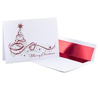 Biglietto di Natale - Merry Christmas Tree - 20 pezzi rosso in rilievo Premium biglietti e buste foderate in alluminio rosso