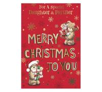 Biglietto di Natale per figlia e partner, motivo: orsetto, 25,4 x 17,8 cm