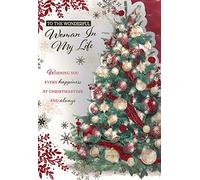 Biglietto di Natale per la donna nella mia vita, albero di Natale tradizionale, grande, 17 x 25 cm.