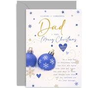 Biglietto di Natale per papà, con scritta in inglese "Merry Christmas", per lui, con parole sentimentali