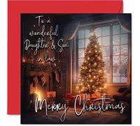 Biglietto di Natale tradizionale - Merry Christmas to Daughter & Son in Law - Biglietto di Natale figlia e genero di famiglia 145mm singolo Merry Christmas Biglietti di auguri regalo
