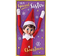 Biglietto di Natale ufficiale con elfo sullo scaffale..