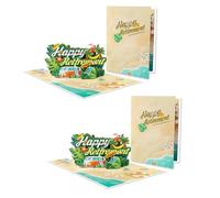 Biglietto di pensionamento a tema spiaggia unico pieghevole paesaggio decorato carta di pensionamento per amante del festival di compleanno