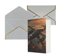 Biglietto di ringraziamento con aereo della guerra mondiale con buste, biglietto di auguri di buon compleanno, per donne e uomini, biglietti vuoti per tutte le occasioni, biglietti di auguri per