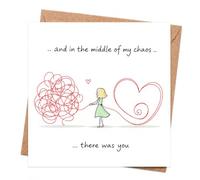Biglietto di ringraziamento dell'amicizia con busta, illustrazione dal caos al cuore e messaggio "There Was You", per un'amica intima, sorella, partner, collega o qualcuno di supporto