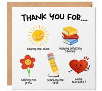 Biglietto di ringraziamento per insegnante, con scritta in lingua inglese "Thank You for Helping Me Grow from Children - Teaching, Growing Together, Nursery