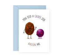 Biglietto di ringraziamento per mamma papà "You Did a Grape Job Raisin Me" idee di apprezzamento per patrigno, matrigna/madre, padre - da figlio, figlia - festa della mamma, festa del papà, compleanno