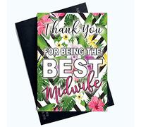 Biglietto di ringraziamento per ostetrica con scritta "Thank You for Being The Best Midwife New Baby Thank Card PC1087