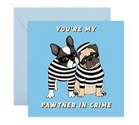 Biglietto di San Valentino cani per uomo donna - Pawtner In Crime - Biglietto di compleanno per lui lei - Biglietto di anniversario divertente per fidanzato fidanzata marito moglie - By Central 23