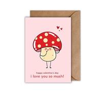 Biglietto di San Valentino con busta, biglietto regalo per San Valentino "Happy Valentine's Day. I love you so much", motivo a fungo, per la confessione d'amore, biglietto di San Valentino, per