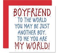 Biglietto di San Valentino per fidanzato, con scritta "Boyfriend You Are My World" (lingua italiana non garantita), biglietto di auguri di compleanno da parte della fidanzata, regalo di compleanno,