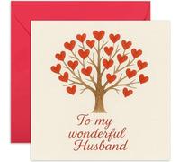 Biglietto di San Valentino romantico per marito, regalo "To My Wonderful Husband", design grafico sincero, per uomo lui, interno bianco con busta