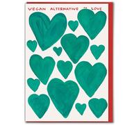 Biglietto di San Valentino ufficiale David Shrigley, con scritta in lingua inglese "Vegan Love", spiritoso umorismo divertente per San Valentino, per lui, uomini, donne, amici, biglietti stravaganti