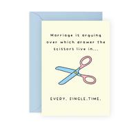 Biglietto di vita coniugale - Where Are The Scissors Joke - Cute Household ride per marito, moglie, partner, fidanzato, coppie, amici, lui, lei, per anniversario o San Valentino, con adesivi
