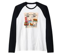 Biglietto d'imbarco San Francisco Travel Art Design Maglia con Maniche Raglan