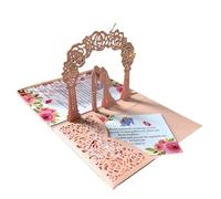 Biglietto d'invito for matrimonio con tasca a tre ante, pop-up 3D, invito tagliato al laser, biglietto d'auguri(Pink)