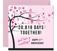 Biglietto divertente 57° anniversario di matrimonio moglie o marito 20819 giorni insieme con scritta "I Love You" il 57° anniversario di matrimonio 145mm 57° anniversario di matrimonio