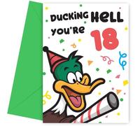 Biglietto divertente per 18° compleanno per uomini e donne, con scritta in lingua inglese "Ducking Hell", divertente biglietto di compleanno per amico, fratello, sorella, figlio, figlia, divertente