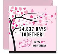 Biglietto divertente per 68° anniversario di matrimonio per moglie o marito 24837 giorni insieme regalo con scritta "I Love You" per il 68° anniversario di matrimonio 145mm