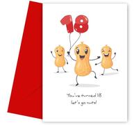 Biglietto divertente per il 18° compleanno per amico, con scritta in inglese "Turning 18 Go Nuts", biglietto di auguri per il 18° compleanno per uomini e donne, fratello, sorella, marito, moglie