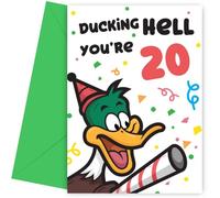 Biglietto divertente per il 20° compleanno per uomini e donne, con scritta in lingua inglese "Ducking Hell", divertente biglietto per il 20° compleanno per amico, fratello, sorella, figlio, figlia