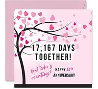 Stuff4 Biglietto divertente 47° anniversario di matrimonio 17167 giorni insieme 'I Love You' 145mm