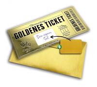 Biglietto dorato da compilare con campo da grattare, adesivo da grattare e campo per scrivere, regalo per fidanzati, fidanzate, donne e uomini, biglietto di compleanno, per cinema e viaggi - color oro