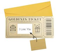 Biglietto d'oro con buste, Biglietti Dorati con Adesivi da Grattare, Gratta e Vinci Personalizzato, Golden Ticket da Riempire per il compleanno, regali per fidanzate, mogli, biglietti di San Valentino