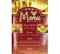 Biglietto Felice Anno Nuovo con Busta per Presentare i Vostri Auguri Menu Stellato in Oro Dorato Scintillante Capodanno Auguri Bolle di Felicità Amore Salute Riuscito Flutes Frizzante 61-4010-1 BA