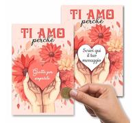 Biglietto Gratta e Vinci Personalizzato Ti Amo perché - Sorpresa Romantica al tuo Amore. Per Lui o per Lei, Fidanzato o Fidanzata - Messaggio d’Amore per San Valentino - Anniversario - Busta Inclusa