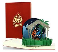 Biglietto natalizio 3D pop up con presepe, biglietto di auguri per l'Avvento e per Natale, idea regalo originale per un regalo di denaro, W36