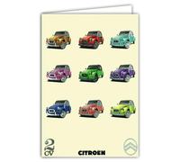 Biglietto per Citroen 2 CV POP-ART AUTO PASSION COLLECTIONS Licenza Ufficiale Auto Argento Lucido - Biglietto aperto bianco 23 x 17 cm - Con busta bianca 12 x 17,5 cm - Compleanno Partenza in pensione