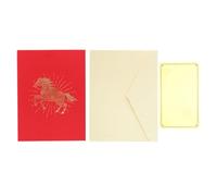 Biglietto Per Il Capodanno Cinese - Biglietto 3D Con Cavallo In Lamina D'oro Da 20 Cm | Ricordo Dal Design Metallico In Rilievo Con Busta | Regalo Per Inviare Calorosi Auguri Durante Le Celeb