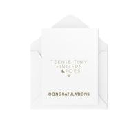 Biglietto per neonato, con scritta "Teenie Tiny Fingers & Toes", biglietto di gravidanza, biglietto di benvenuto nel mondo, biglietto di congratulazioni, per neo mamma e papà, CBH1815