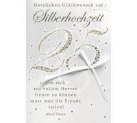 Biglietto per nozze d'argento Lifestyle - 25, fiocco - 11,6 x 16,6 cm