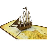 Biglietto pop-up 3D con nave, 30 x 15 cm, altezza 13 cm, busta bianca inclusa