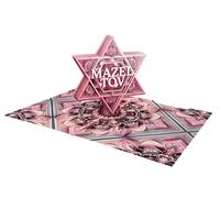 Biglietto pop-up 3D di Bat Mitzvah, Mazel Tov, con intricato design a stella rosa