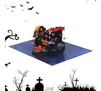 Biglietto Pop-Up 3D di Halloween - Cartolina di Auguri Spettrale | Scultura di Carta Tridimensionale | Design con Zucca, Fantasma e Casa Stregata, Regalo Divertente per Bambini, Amici e Famiglia