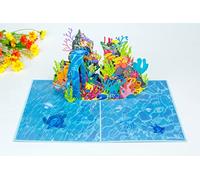 Biglietto pop-up 3D Ocean World, 3D Coral Reefs di compleanno pop-up per allenatore subacqueo, subacqueo e amanti dell'oceano, nonno, papà, marito, figlio, amico collega, biglietto pop-up per la festa del papà, H08