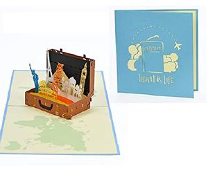 Biglietto pop-up 3D per gli amanti dei viaggi, buono da viaggio per un viaggio a lunga distanza o crociera per qualsiasi occasione per amici, fidanzata, fidanzato, marito, moglie, addio, H12
