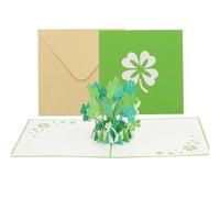 Biglietto pop-up a quadrifoglio, 1 biglietto di recupero 3D, con simbolo di fortuna, fatto a mano, per compleanno, festa della mamma, festa della gioventù (15 x 15 cm, verde)