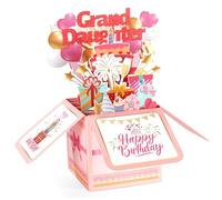 Biglietto Pop-Up Auguri Buon Compleanno per Nipote, Palloncini Colorati Pieghevoli e Fuochi d'Artificio Biglietto Auguri Compleanno 3D con Busta Regalo Creativo per Nipote da Nonni