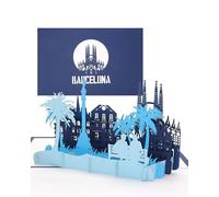Biglietto pop-up "Barcelona - Panorama con Sagrada Familia" - Biglietto di auguri 3D, souvenir, invito, regalo e buono di viaggio per la Spagna, vacanze e viaggi in città