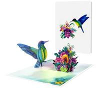 Biglietto pop up Colibrì, 3D colibr Biglietto pop-up Biglietto, Uccello Volante e Fiori,Biglietto Regalo 3D per un Compleanno, Biglietto di Auguri Fiore con Busta per i Tuoi Parenti, Amici e Amanti