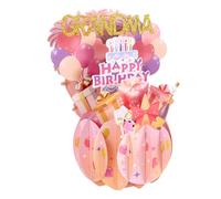 Biglietto Pop Up Compleanno per la Nonna, Palloncini e Fuochi d'Artificio Biglietto di Auguri 3D con Busta Regalo di Compleanno Personalizzato per la Nonna da Parte della Nipote