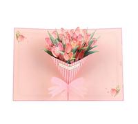 Biglietto pop-up con bouquet di tulipani per compleanno, festa della mamma, San Valentino, grazie con busta e note rimovibili, set di biglietti d'auguri fatti a mano con fiori