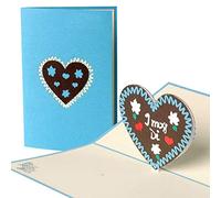 Biglietto pop-up con cuore di pan di zenzero in carta, ottimo come regalo per Oktoberfest, regali a cuore G12